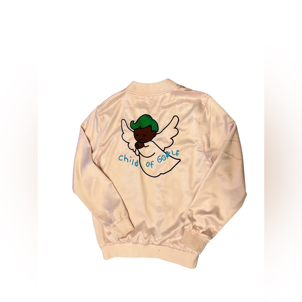 HTF Golf Wang Tyler The Creator Satin Bomber Jacket Pink Sz M Streetwear College